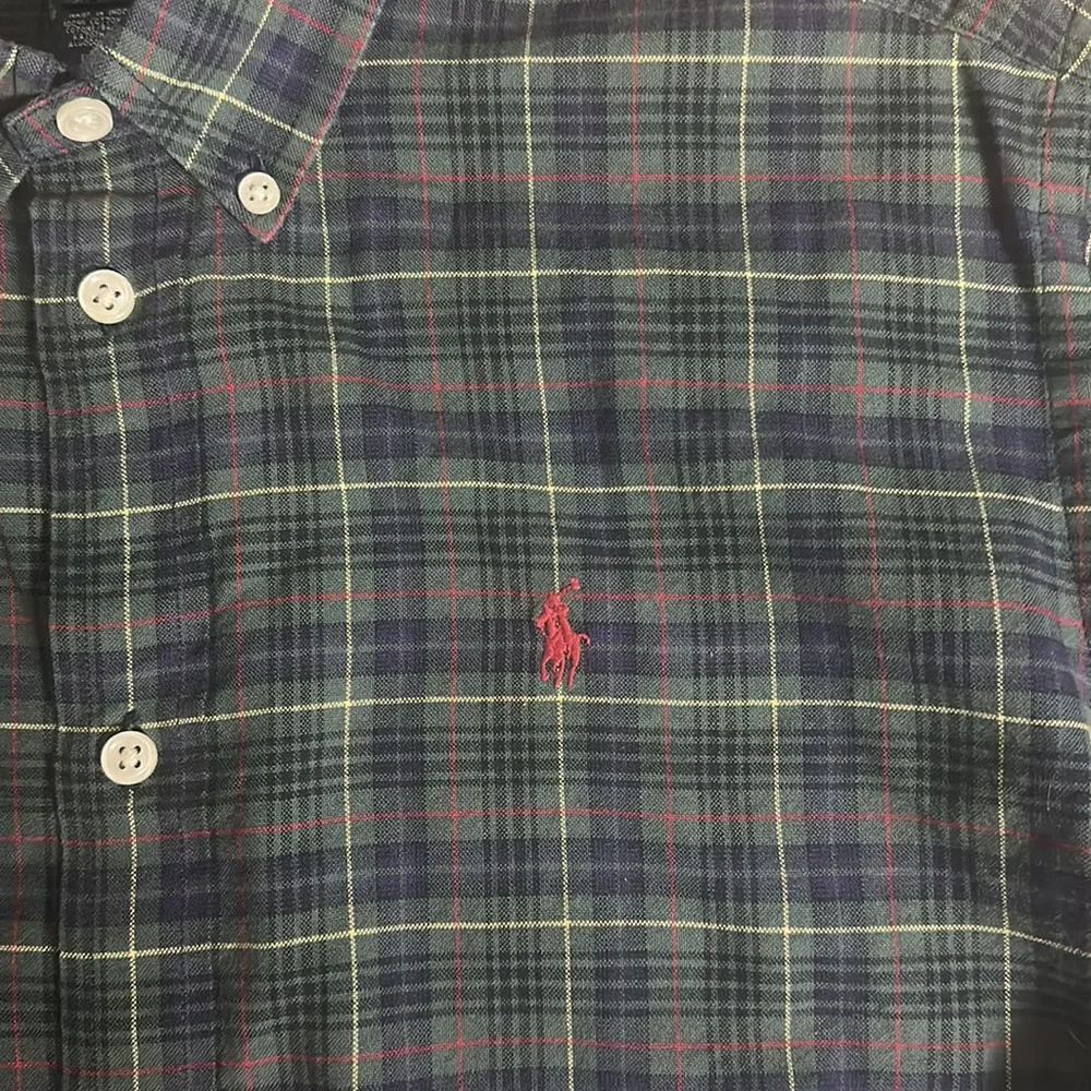Ralph Lauren boys long sleeve plaid button up shirt size XL 20 with Red logo